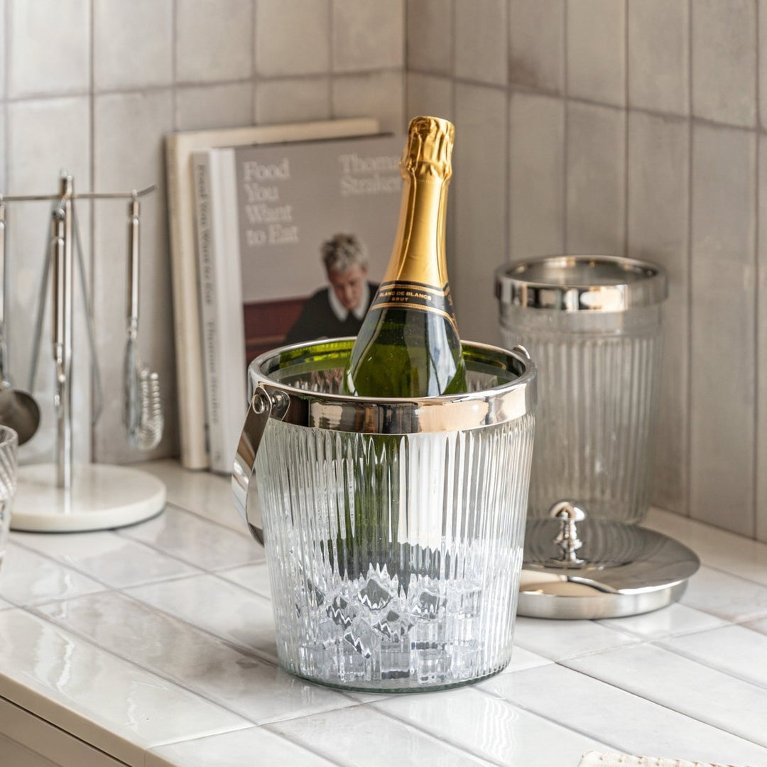 Fluted Glass Ice Bucket1 - Duck Barn Interiors