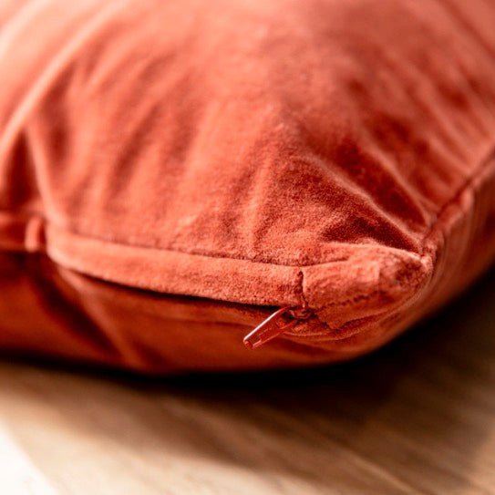 Foxcote Velvet Square Cushion - Rust2 - Duck Barn Interiors