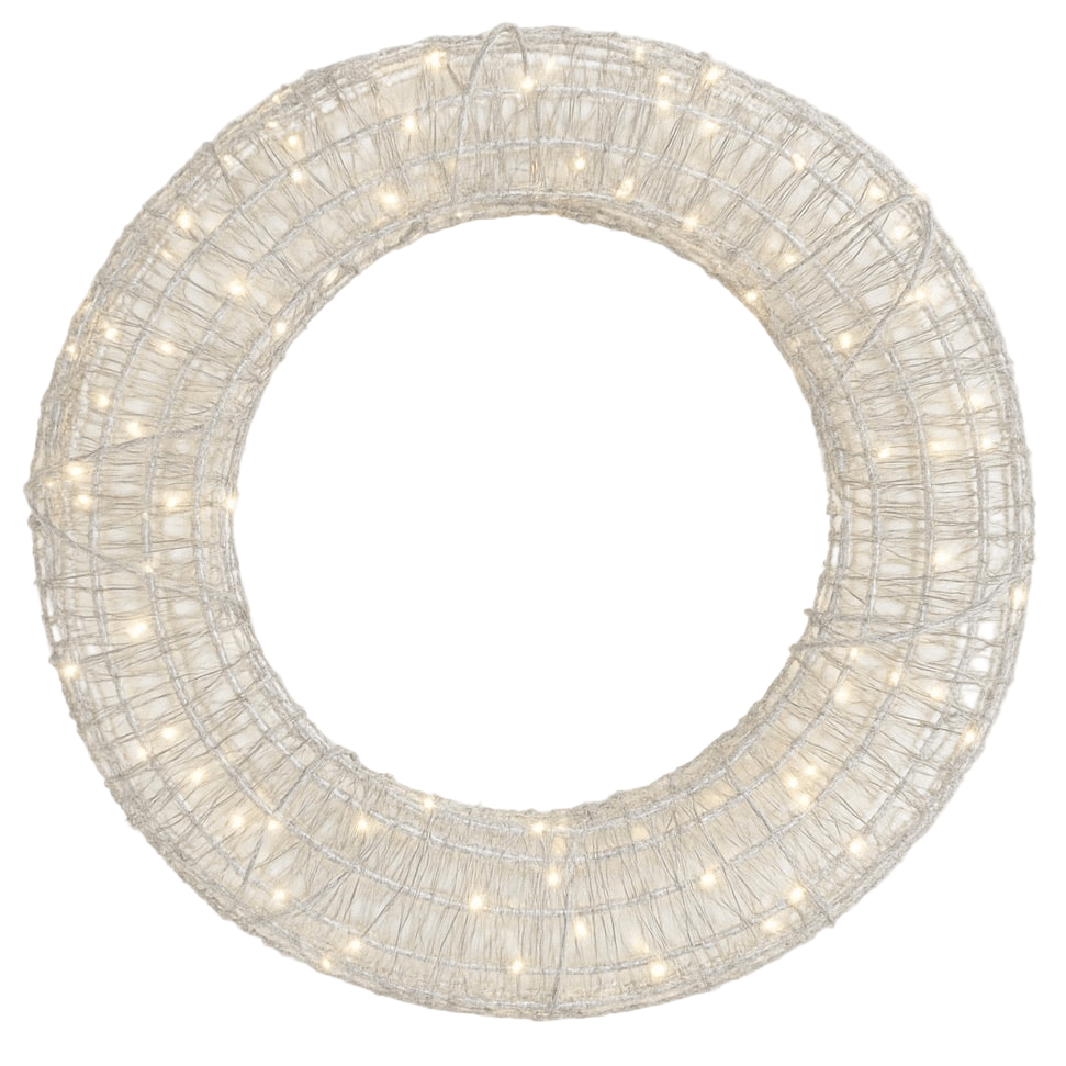 Galaxy Silver Hanging Wreath with Warm White LEDs - Dual Powered - Small1 - Duck Barn Interiors