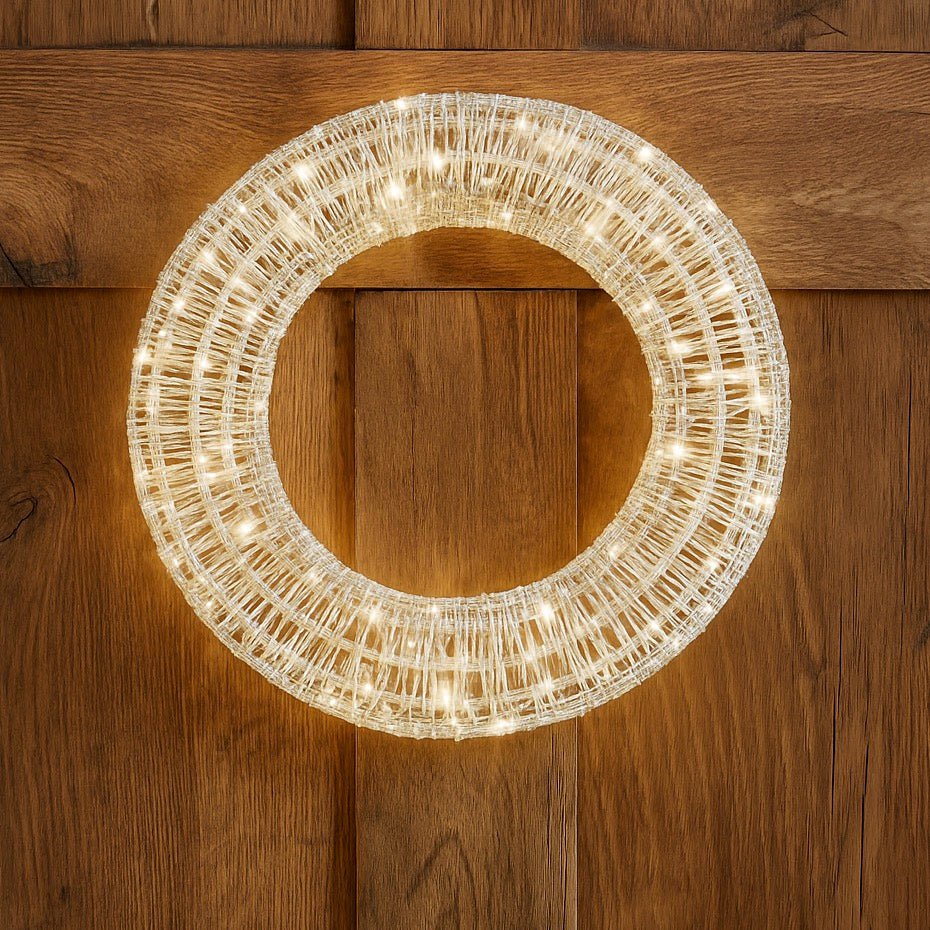 Galaxy Silver Hanging Wreath with Warm White LEDs - Dual Powered - Small3 - Duck Barn Interiors