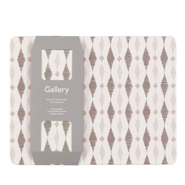 Geo Monochrome Placemat and Coaster Set4 - Duck Barn Interiors