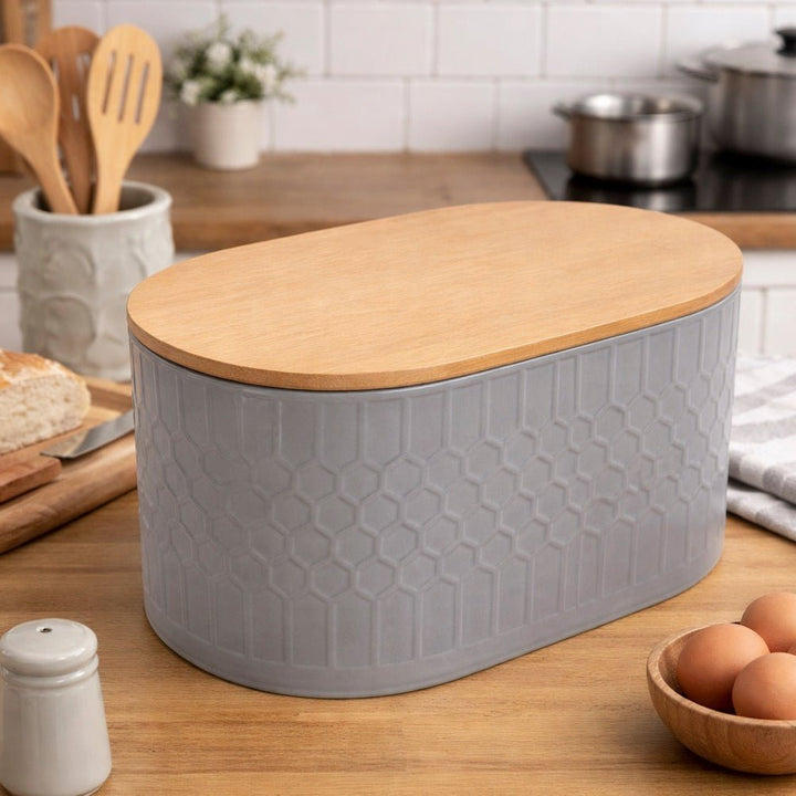 Geome Grey Bread Bin in Stoneware1 - Duck Barn Interiors