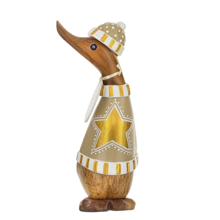Gilded Caramel Duckling in Large Star Jumper1 - Duck Barn Interiors