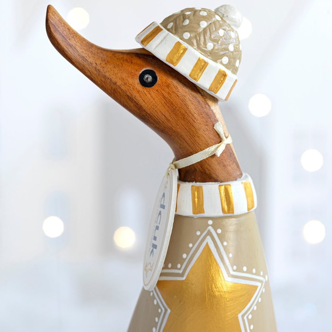 Gilded Caramel Duckling in Large Star Jumper3 - Duck Barn Interiors