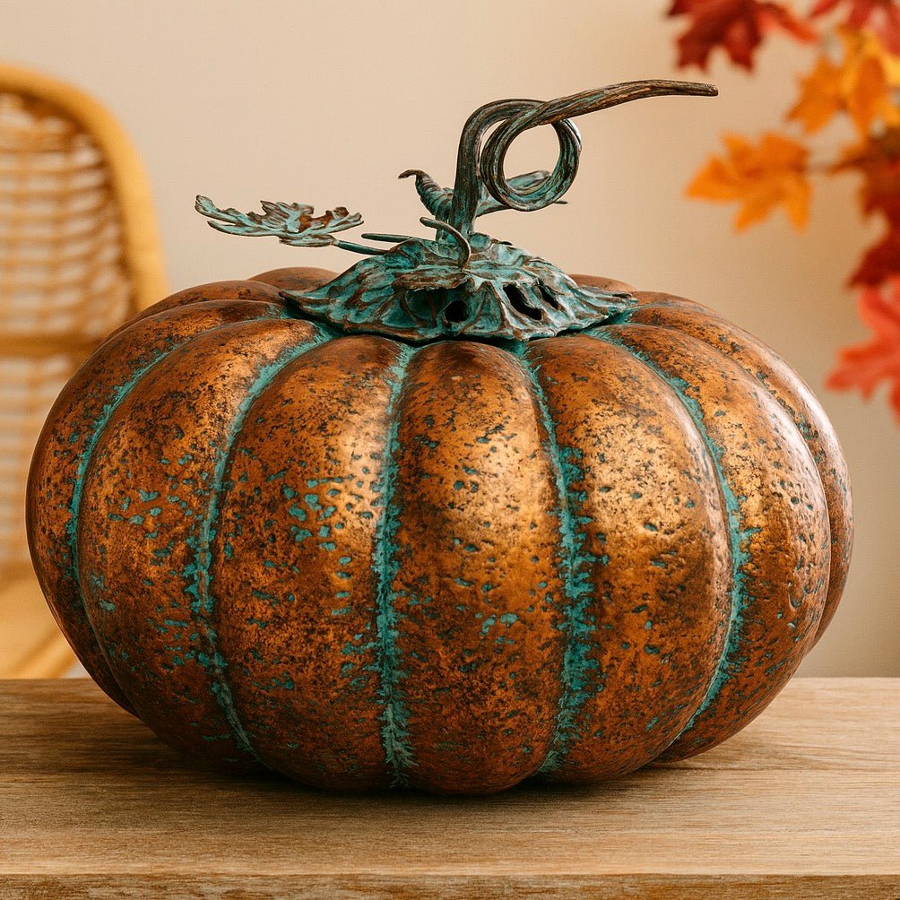 Gisela Graham Copper Metal Pumpkin - Large2 - Duck Barn Interiors