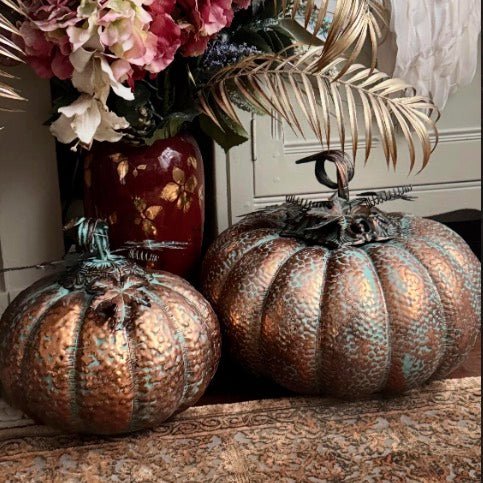 Gisela Graham Copper Metal Pumpkin - Small3 - Duck Barn Interiors