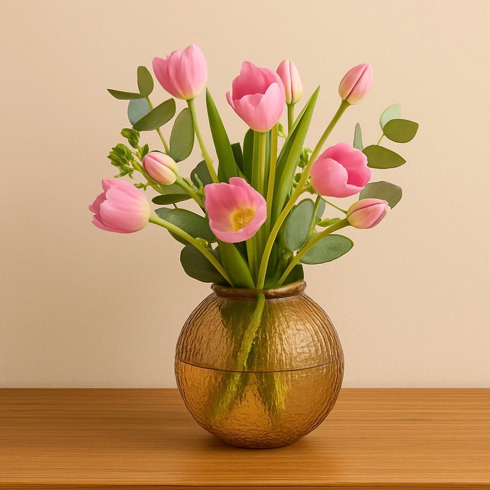 Gisela Graham Round Orange Textured Vase1 - Duck Barn Interiors