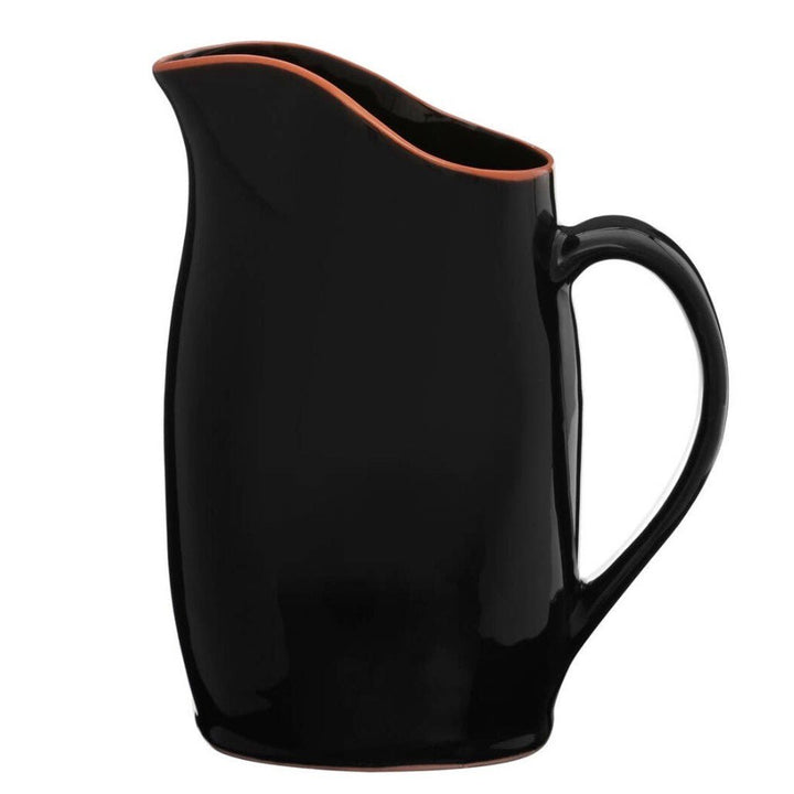 Glazed Calisto Terracotta Water Pitcher Jug - Black1 - Duck Barn Interiors
