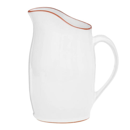 Glazed Calisto Terracotta Water Pitcher Jug - White