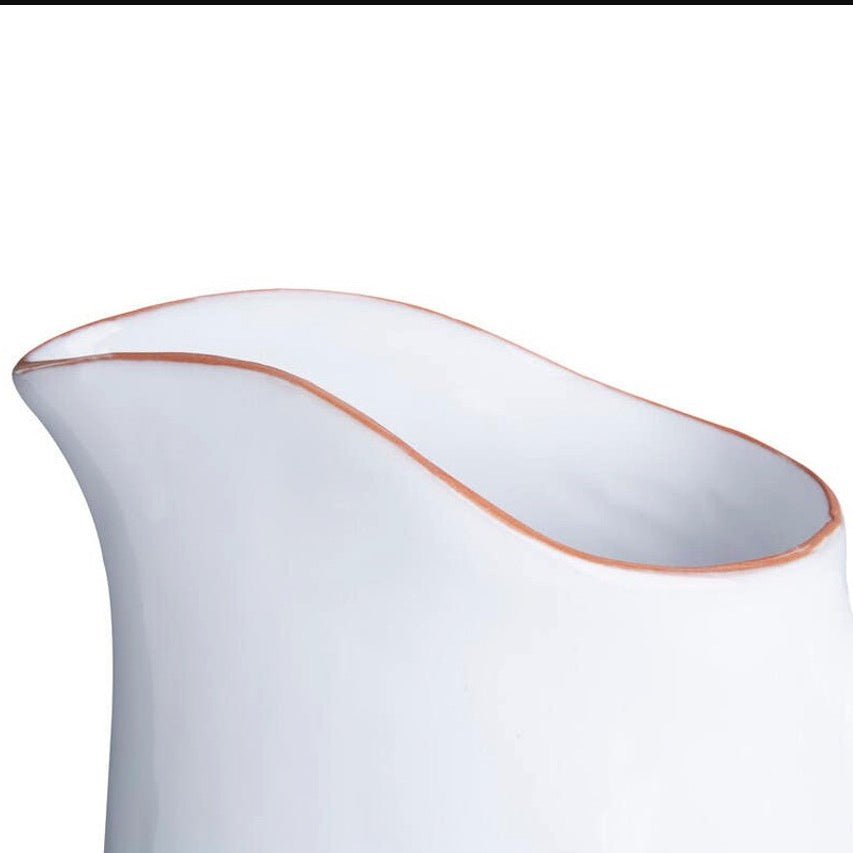 Glazed Calisto Terracotta Water Pitcher Jug - White4 - Duck Barn Interiors