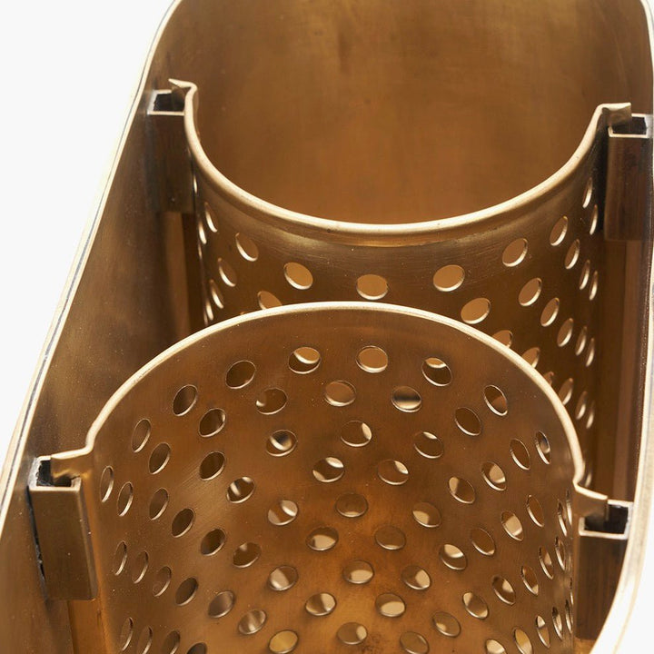 Gold Metal 2 Bottle Wine Holder3 - Duck Barn Interiors