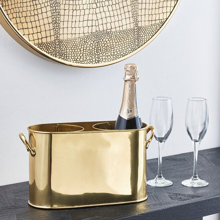 Gold Metal 2 Bottle Wine Holder1 - Duck Barn Interiors