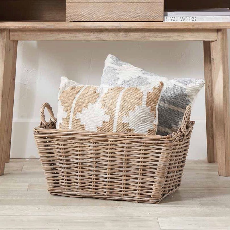 Grey Kubu Rectangular Handled Laundry Basket1 - Duck Barn Interiors