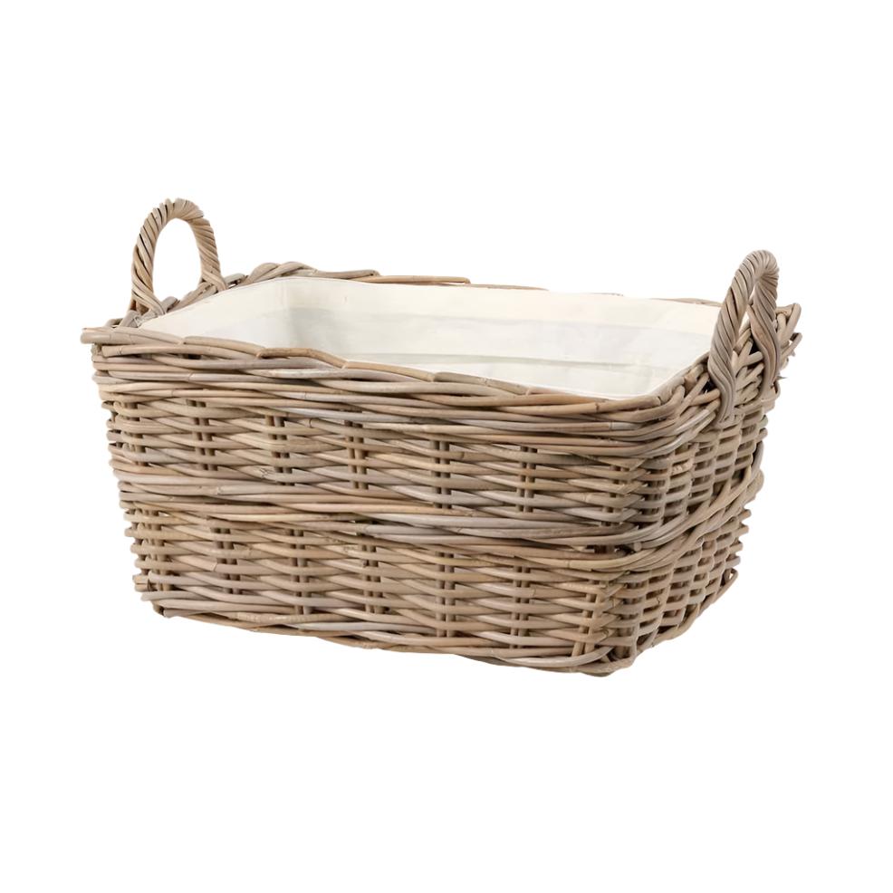 Grey Kubu Rectangular Handled Laundry Basket3 - Duck Barn Interiors