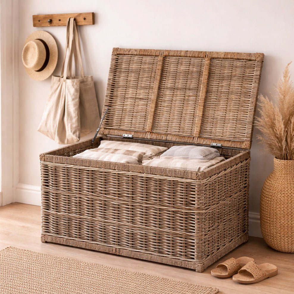 Grey Rectangle Kubu Lidded Storage Chest - Large2 - Duck Barn Interiors