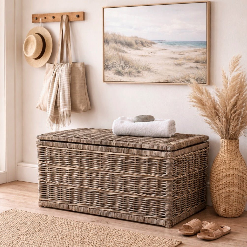 Grey Rectangle Kubu Lidded Storage Chest - Large1 - Duck Barn Interiors