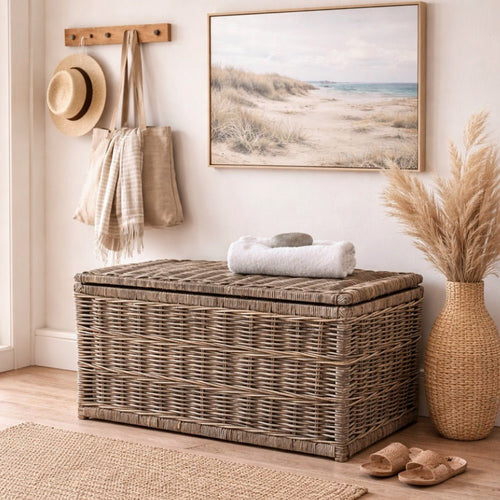 Grey Rectangle Kubu Lidded Storage Chest - Large