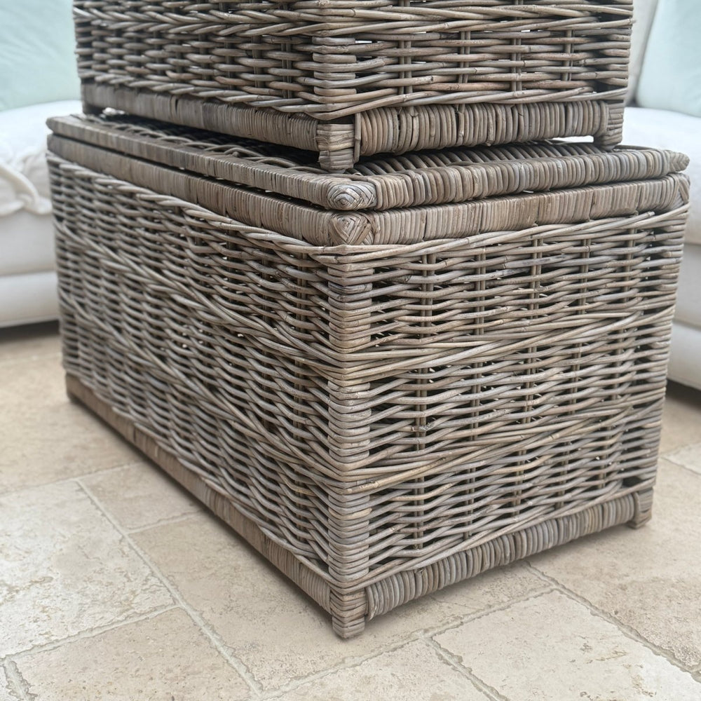 Grey Rectangle Kubu Lidded Storage Chest - Set of 33 - Duck Barn Interiors