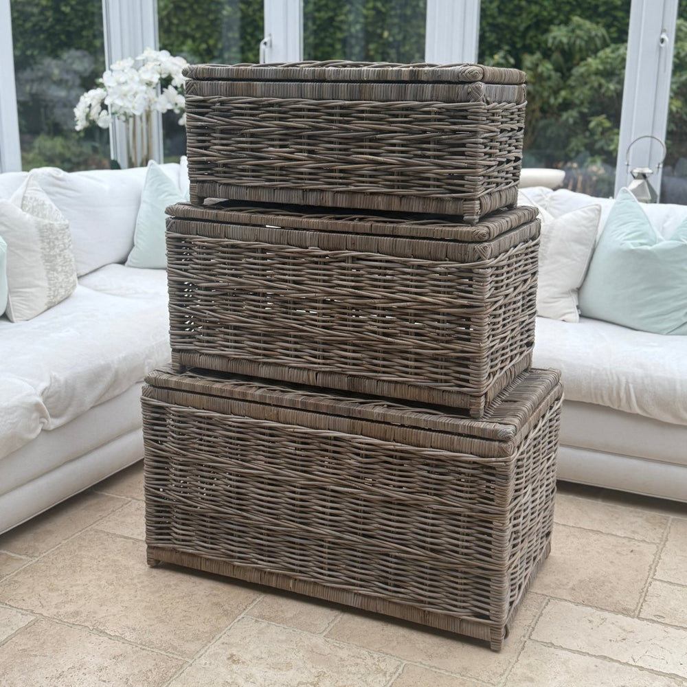 Grey Rectangle Kubu Lidded Storage Chest - Set of 31 - Duck Barn Interiors