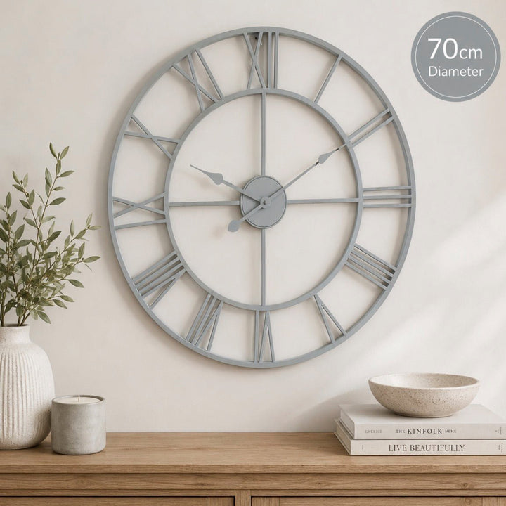 Grey Skeleton Wall Clock (70cm)4 - Duck Barn Interiors