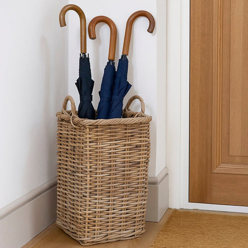 Grey Square Rattan Umbrella Basket