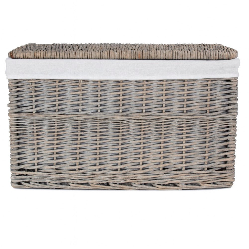 Grey Wash Rectangular Lidded Basket - 60cm5 - Duck Barn Interiors