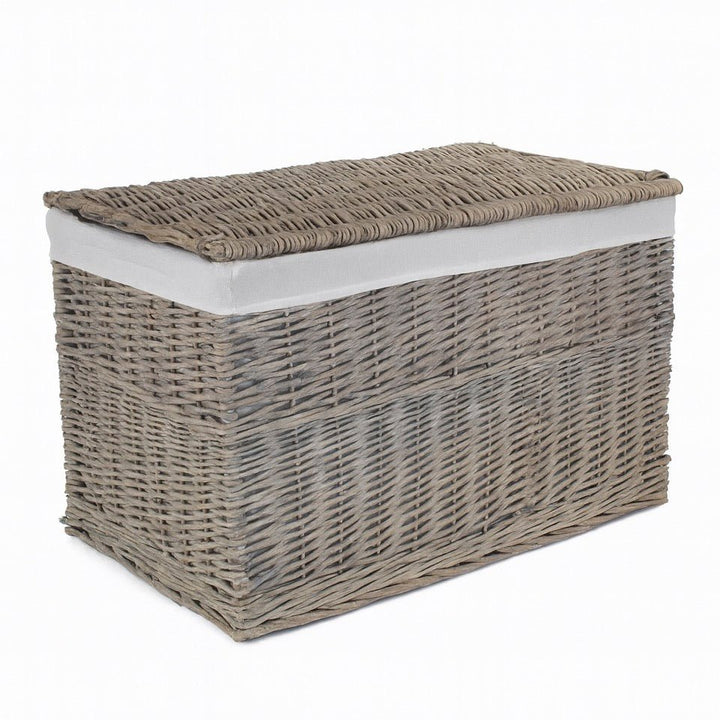 Grey Wash Rectangular Lidded Basket - 72cm1 - Duck Barn Interiors