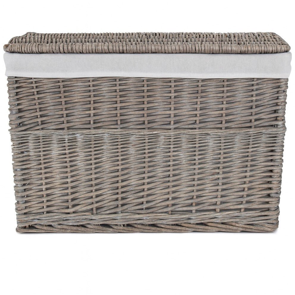 Grey Wash Rectangular Lidded Basket - 72cm4 - Duck Barn Interiors