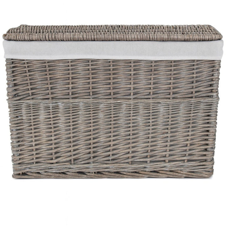 Grey Wash Rectangular Lidded Basket - 72cm4 - Duck Barn Interiors