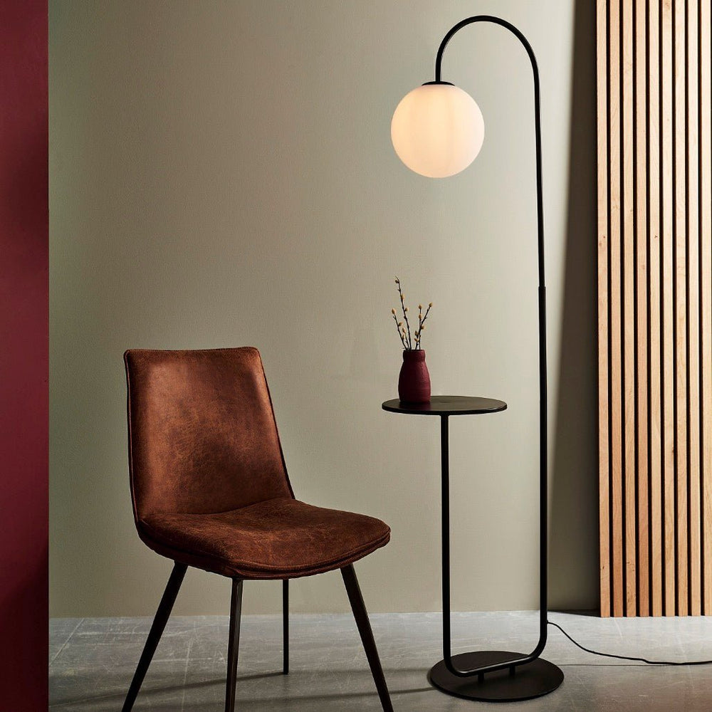 Halo Floor Lamp with Side Table - Black1 - Duck Barn Interiors
