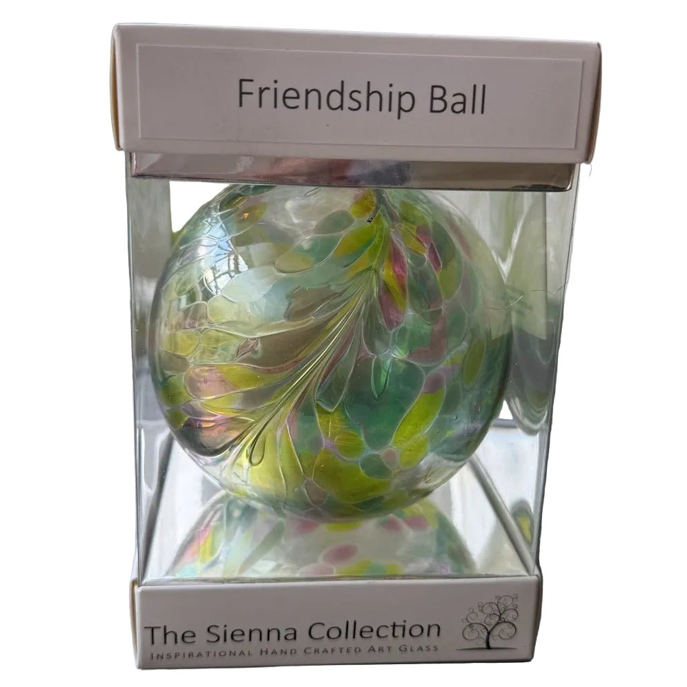Hand Blown Glass 10cm Friendship Ball - Feather Design - Hummingbird2 - Duck Barn Interiors