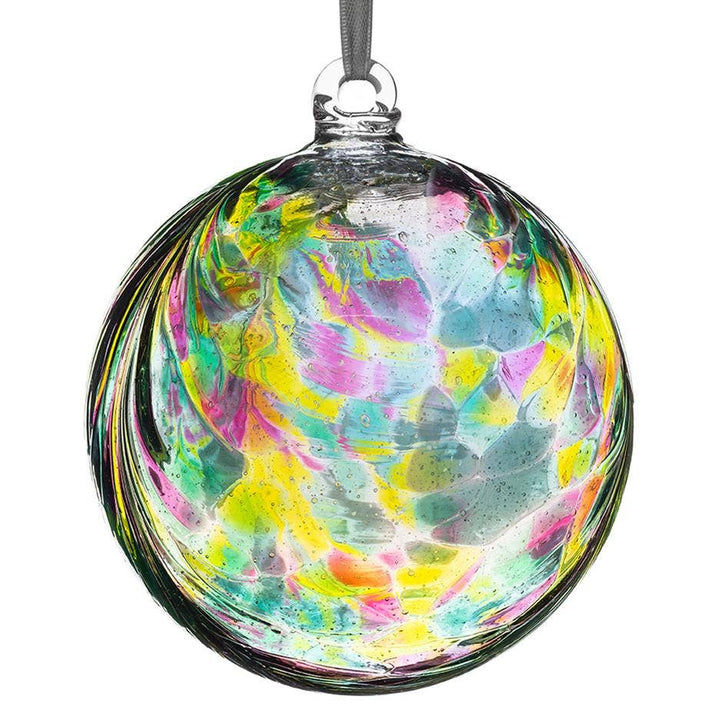 Hand Blown Glass 10cm Friendship Ball - Feather Design - Hummingbird1 - Duck Barn Interiors