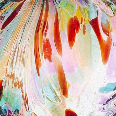 Hand Blown Glass 10cm Friendship Ball - Feather Design - Multicoloured ...