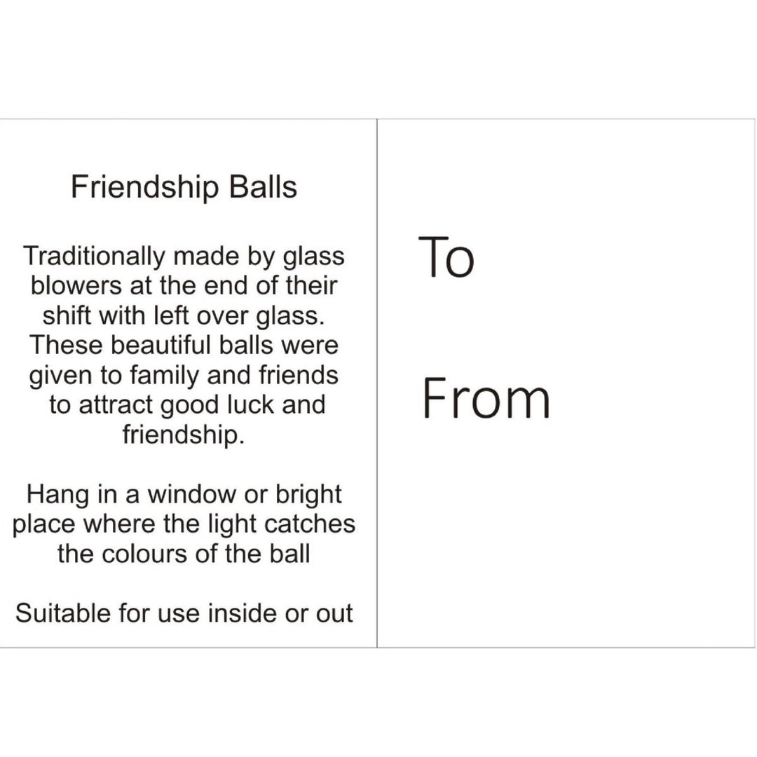 Hand Blown Glass 10cm Friendship Ball - Feather Design - Multicoloured ...