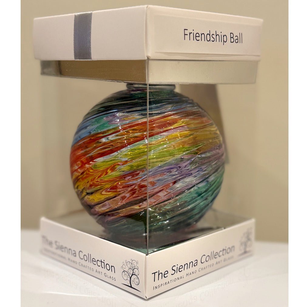 Hand Blown Glass 10cm Friendship Ball - Swirl - Multicoloured4 - Duck Barn Interiors