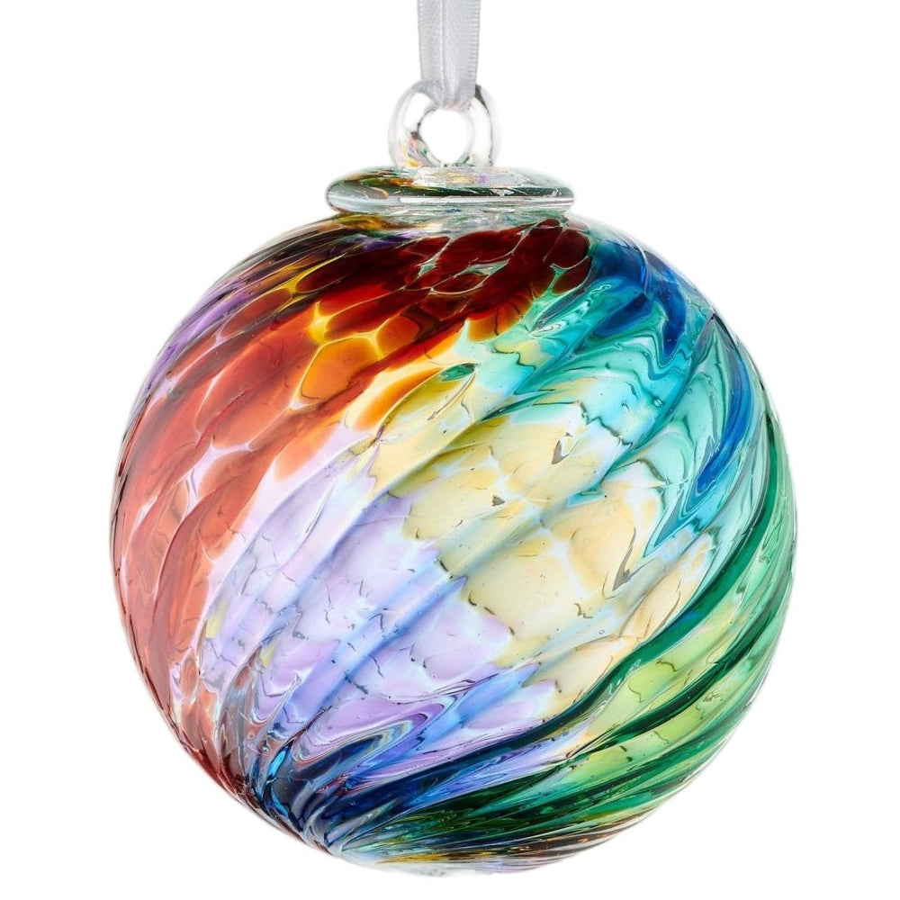 Hand Blown Glass 10cm Friendship Ball - Swirl - Multicoloured1 - Duck Barn Interiors