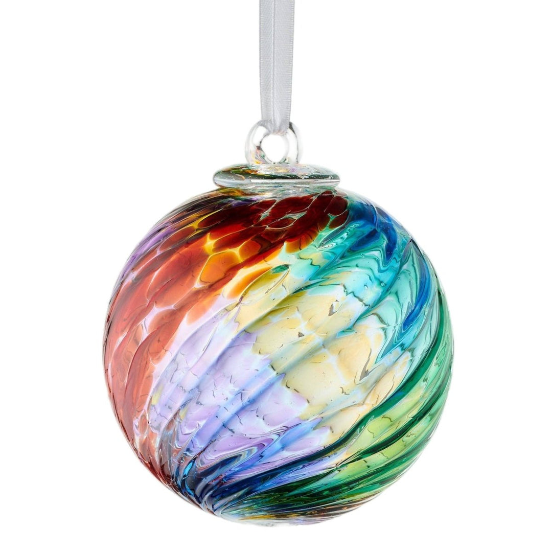Hand Blown Glass 10cm Friendship Ball - Swirl - Multicoloured1 - Duck Barn Interiors