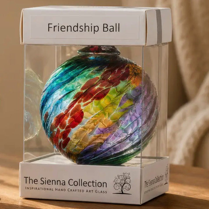 Hand Blown Glass 10cm Friendship Ball - Swirl - Multicoloured1 - Duck Barn Interiors