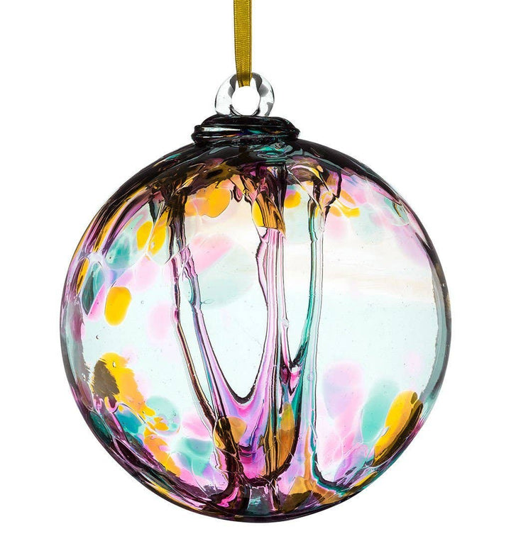 Hand Blown Glass 10cm Spirit Ball - Multicoloured Turquoise1 - Duck Barn Interiors