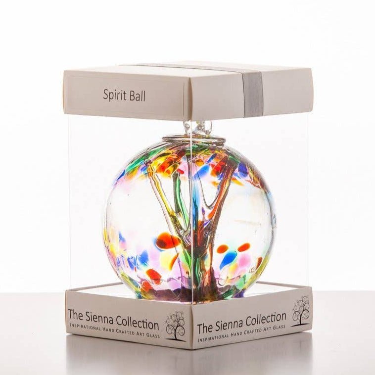 Hand Blown Glass 10cm Spirit Ball - Multicoloured Turquoise2 - Duck Barn Interiors