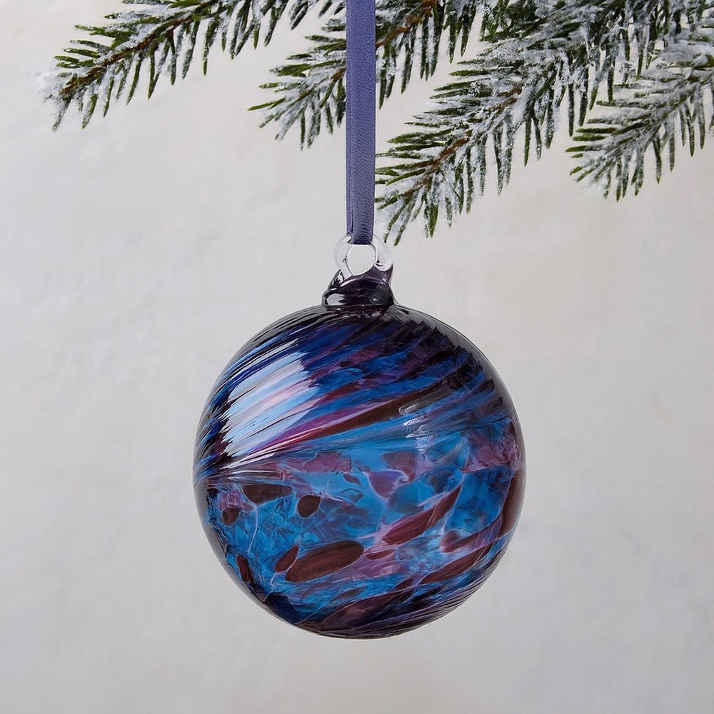 Hand Blown Glass 8cm Friendship Ball - Blue & Pink2 - Duck Barn Interiors