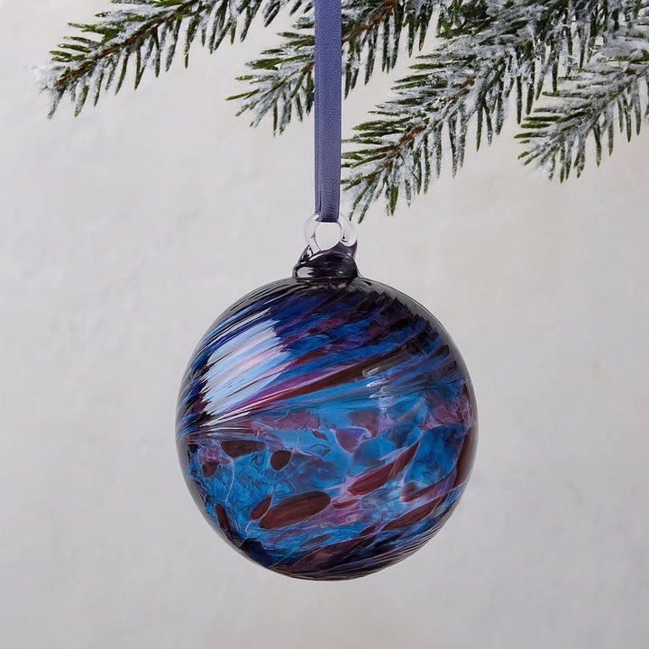 Hand Blown Glass 8cm Friendship Ball - Blue & Pink2 - Duck Barn Interiors