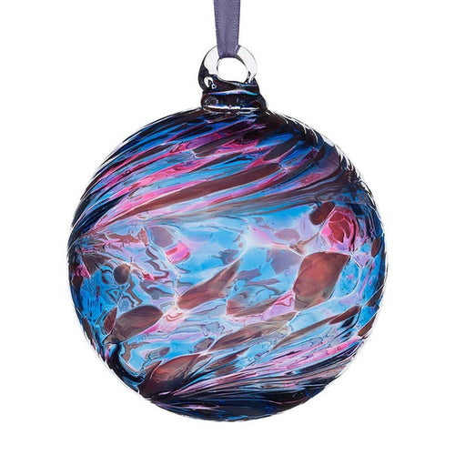 Hand Blown Glass 8cm Friendship Ball - Blue & Pink