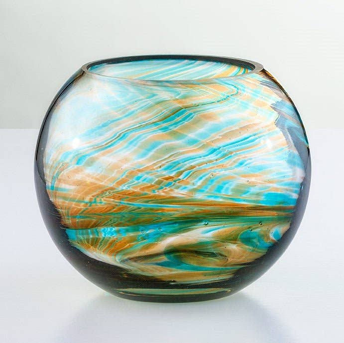 Hand Blown Glass Tealight Holder - Turquoise3 - Duck Barn Interiors