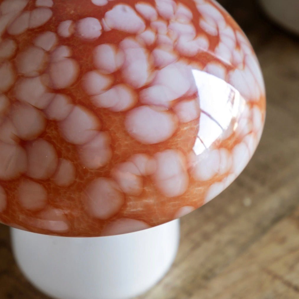 Handblown Burnt Orange Glass Mushrooms - Set of 22 - Duck Barn Interiors