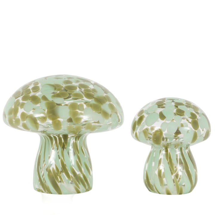 Handblown Forest Green Glass Mushrooms - Set of 22 - Duck Barn Interiors
