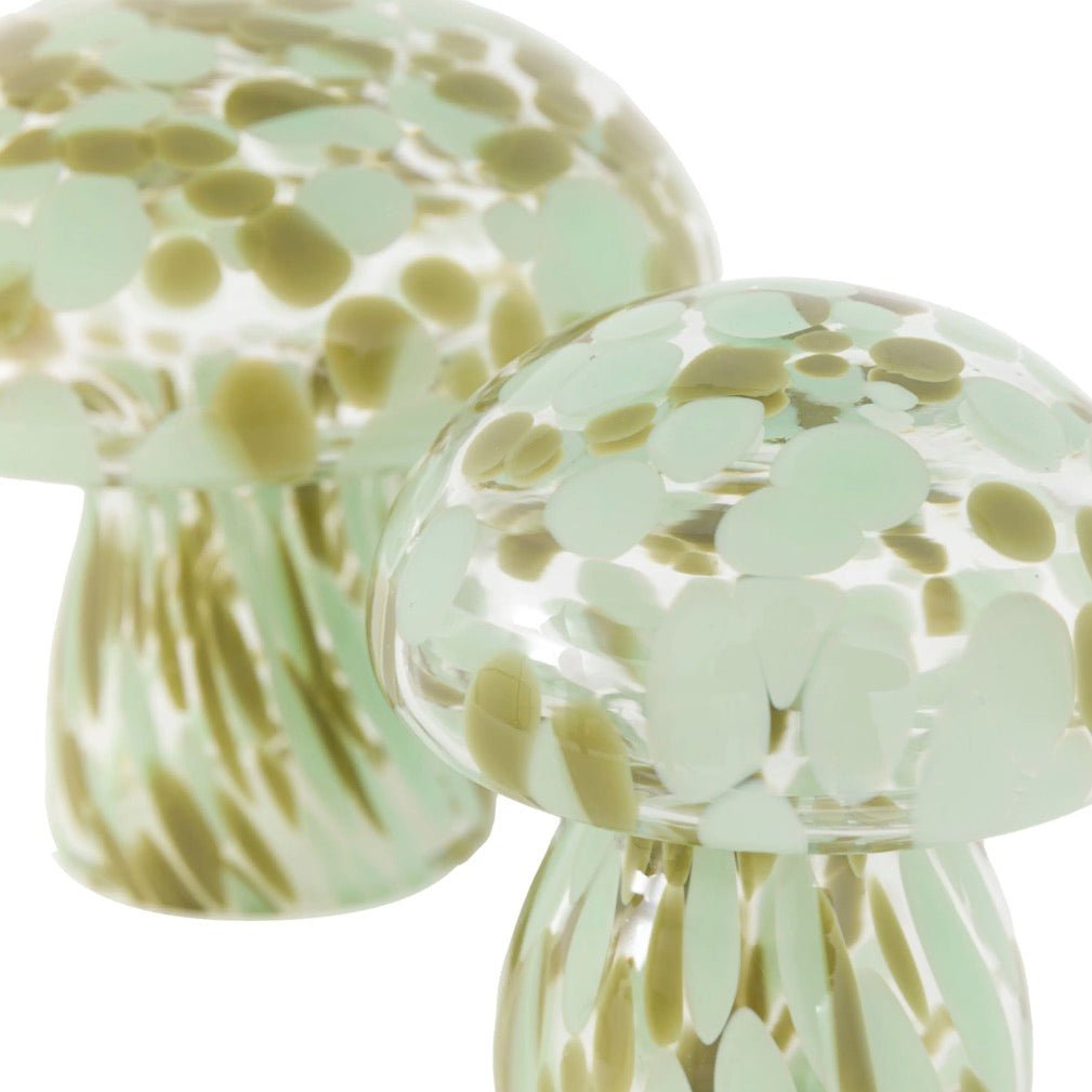 Handblown Forest Green Glass Mushrooms - Set of 25 - Duck Barn Interiors