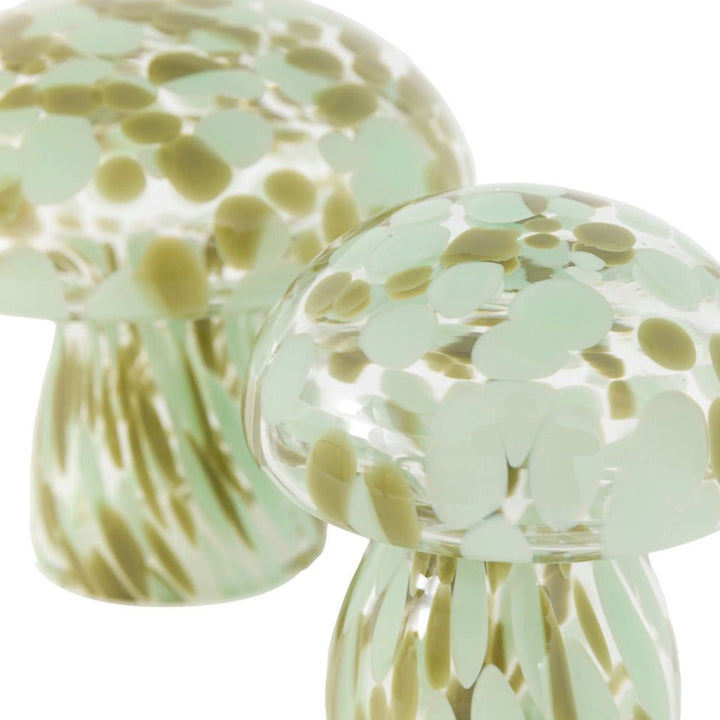 Handblown Forest Green Glass Mushrooms - Set of 25 - Duck Barn Interiors