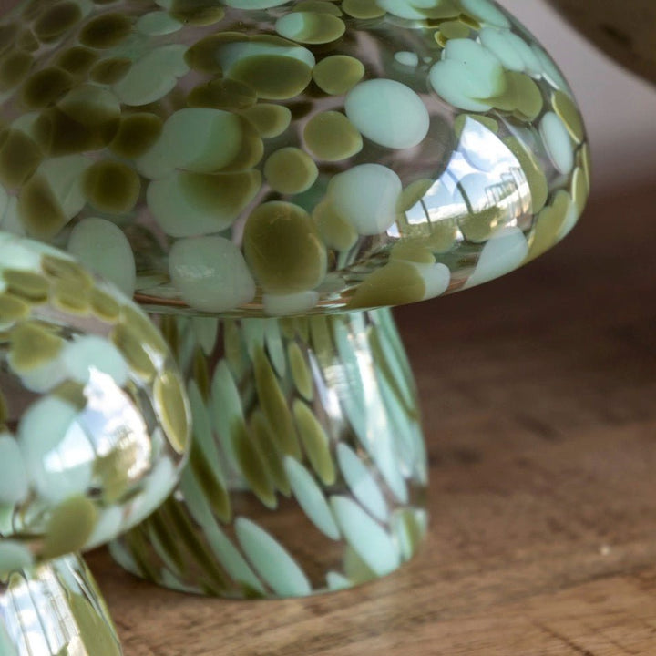 Handblown Forest Green Glass Mushrooms - Set of 23 - Duck Barn Interiors