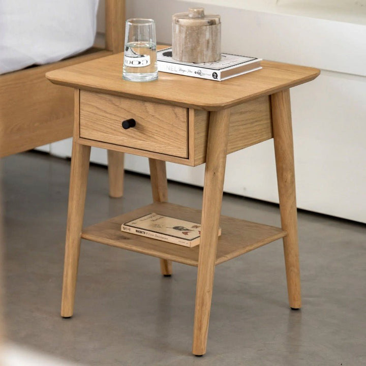 Hatfield 1 Drawer Bedside Table - Oak1 - Duck Barn Interiors